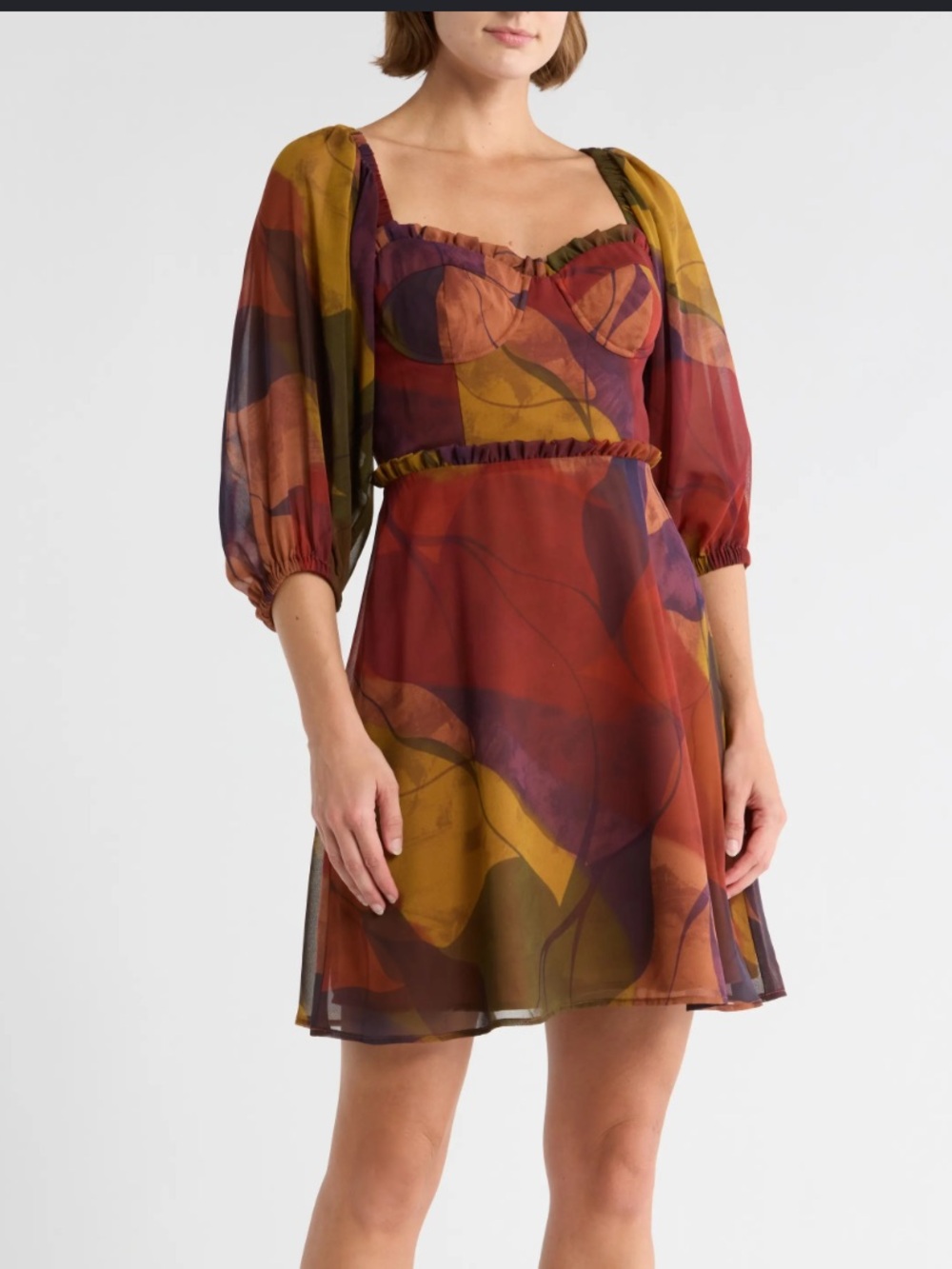 Hutch  Clay Multi Organic Three-Quarter Sleeve Dress